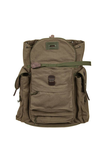 istock Rucksack isolated on white background. Military backpack isolated on white. Travel bag. 1161197466