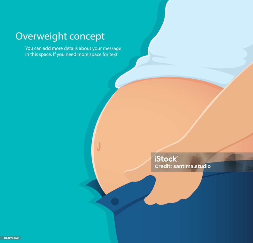 Concept Of Overweight Belly Fat Vector Illustration Stock Illustration -  Download Image Now - iStock