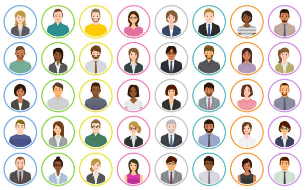 Business people icons 40 People icons. profile view illustrations stock illustrations