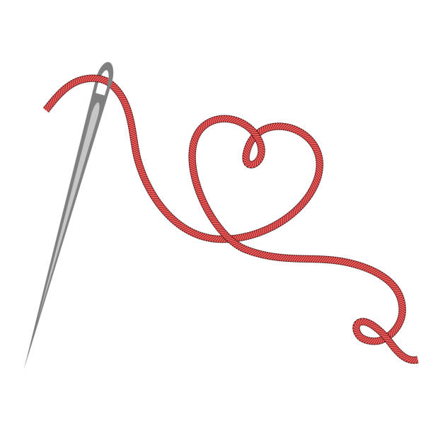 ilustrações, clipart, desenhos animados e ícones de coração com uma rosca de agulha. ilustração do vetor - art deco