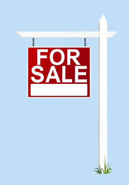 Vector illustration of For sale real estate sign