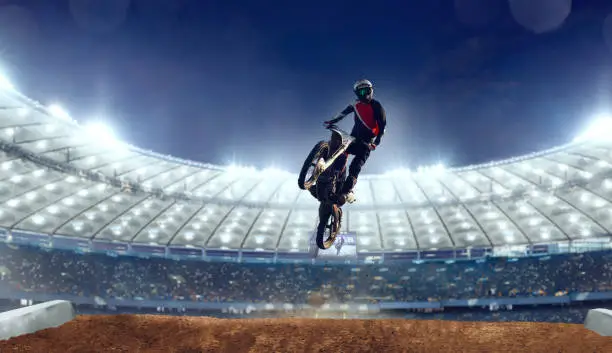 Motocross riders in action. Supercross. Motocross sport.