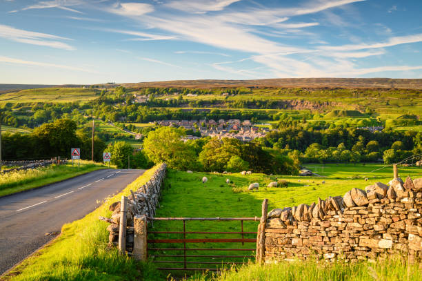 Road down to Stanhope in the North Pennines Stanhope is a small market town in County Durham, England, situated at Weardale in the North Pennines pennines photos stock pictures, royalty-free photos & images