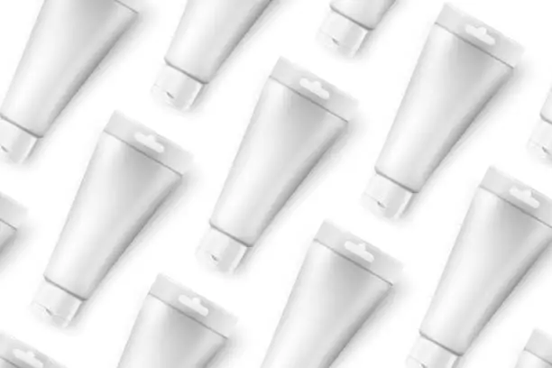 Vector illustration of Vector template - realistic cosmetics creme tubes