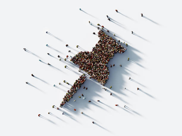 istock Human Crowd Forming A Thumbtack Symbol on White Background 1161203147