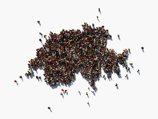 istock Human Crowd Forming Switzerland Map: Population And Social Media Concept 1161203334