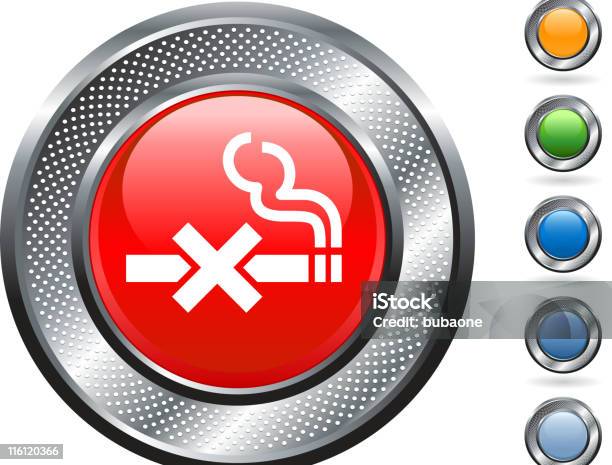 Não Fumar De Arte Vetorial Royaltyfree No Botão Metálico - Arte vetorial de stock e mais imagens de Placa de Proibido Fumar