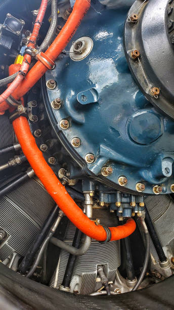 istock Old Military plane engine detail 1161204835