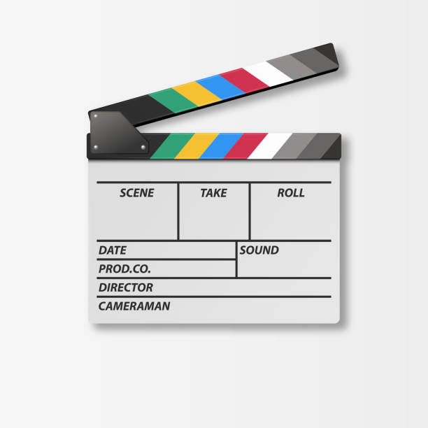 istock Vector 3d Realistic Opened Movie Film Clap Board Icon Closeup Isolated on White Background. Design Template of Clapperboard, Slapstick, Filmmaking Device. Top View 1161205707