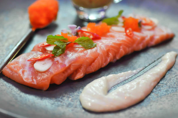 istock raw salmon, sashimi or sliced salmon 1161214573
