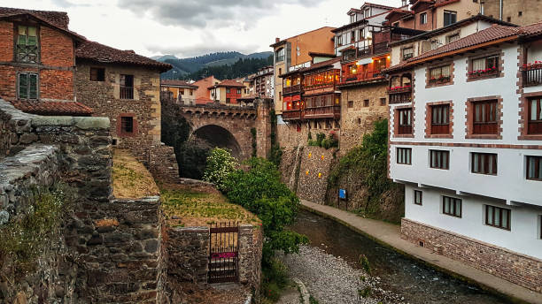 Potes village in the north of Spain Potes, one of the most beautiful villages in Spain cantabria stock pictures, royalty-free photos & images