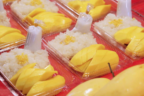 istock Traditional thai dessert, sticky rice with mango 1161217840