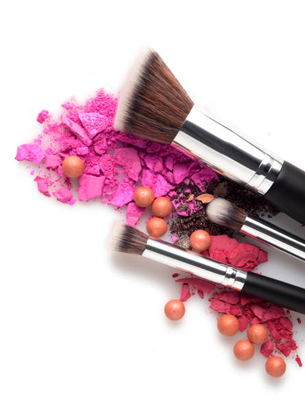 beauty brushes. - foundation paintbrush make up brush femininity imagens e fotografias de stock