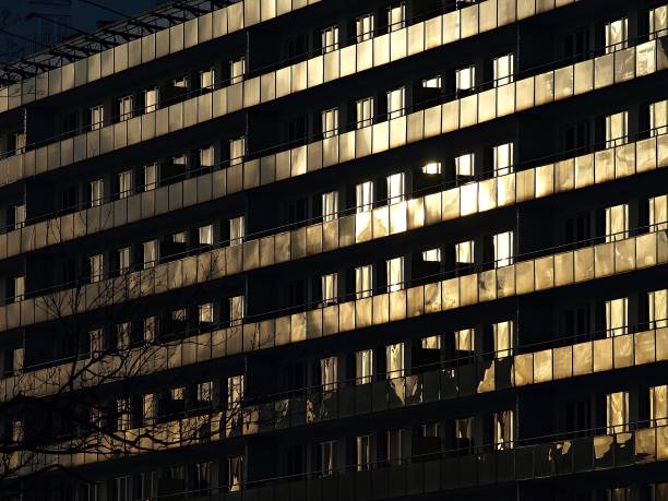 The windows of a modern building for offices.