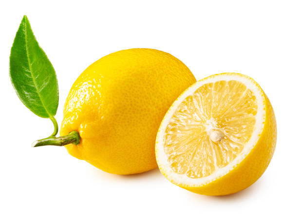 istock Lemon with half isolated on white. Lemon in a cut 1161220808