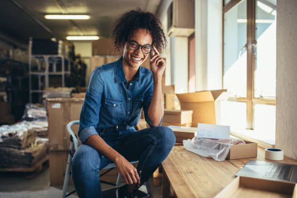 istock Confident businesswoman at online store 1161220861