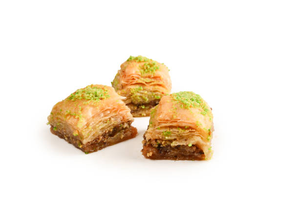 istock Pistachio baklava on a white background. Dessert. 1161222355