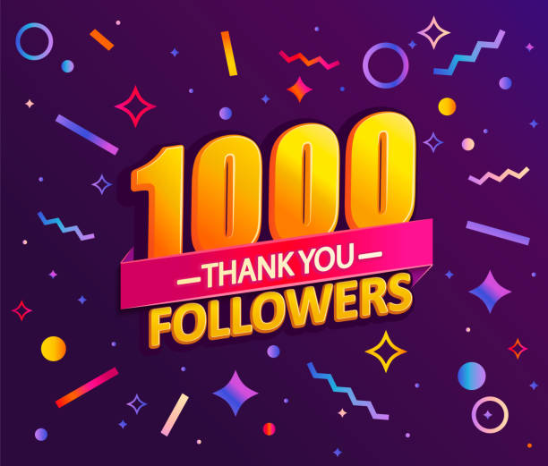 Thank you 1000 followers, thanks banner. Thank you 1000 followers,thanks banner.First 1K follower congratulation card with geometric figures,lines,squares,circles for Social Networks.Web blogger celebrate a large number of subscribers.Vector number 1000 stock illustrations
