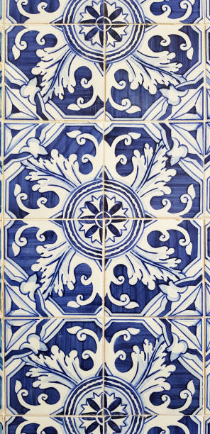 istock Portuguese azulejo style decorated ceramic tiles background 1161226118