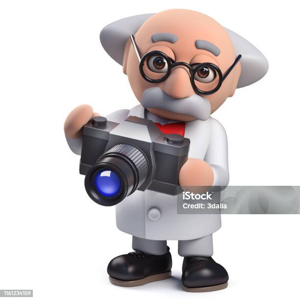 3d Scientist Character Using A Camera Stock Photo - Download Image Now -  Art, Biologist, Cartoon - iStock