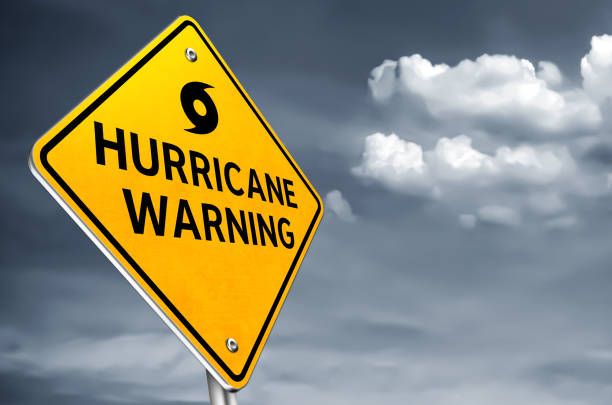 istock Hurricane Warning - traffic sign information 1161234261
