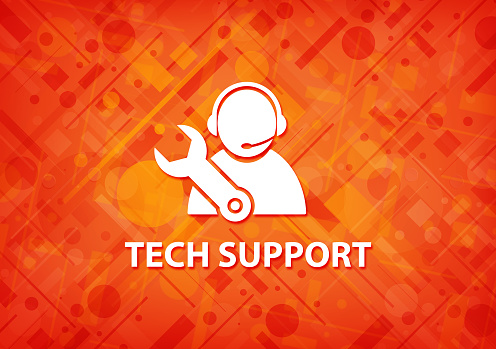 Tech Support Color Tech Support Orange Background Stock Illustration - Download Image Now ...