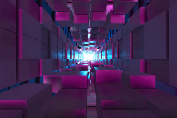 istock Abstract image of the cube background, the path to the light, Plastic Pink and Blue background 1161237692