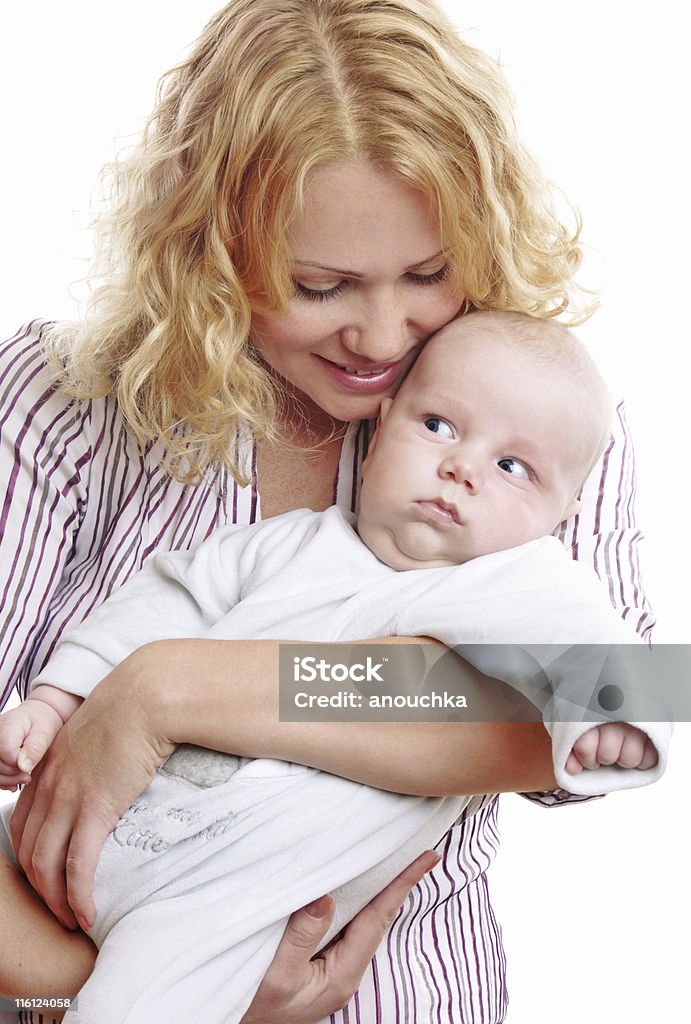 Happy young mother with baby 2-5 Months Stock Photo