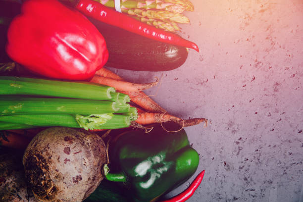 istock Set of different vegetables on a stone counter top. 1161244423