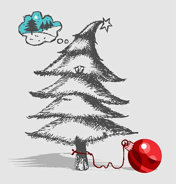 Vector illustration of poor Christmas tree ...