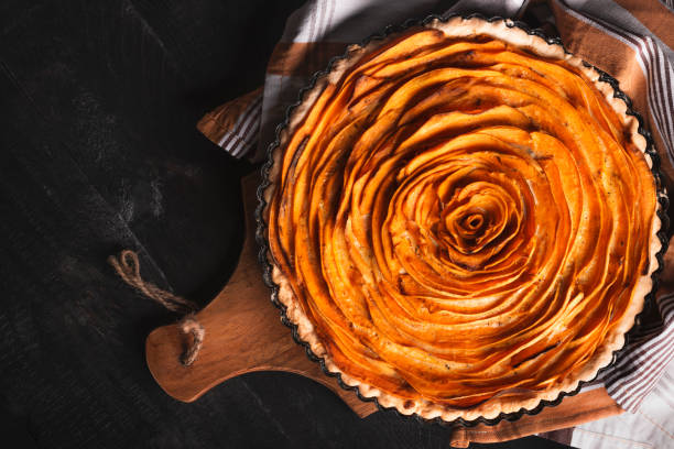 istock Sweet potato flower tart in rustic settings 1161251406