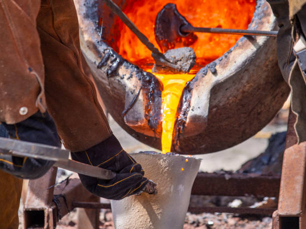 Pouring Molten Steel stock photo