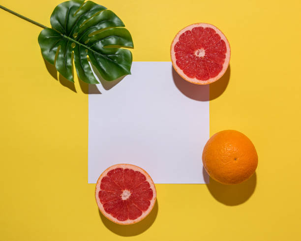 istock Creative fruit composition on yellow background with hard shadows. Summer minimal concept. 1161258144