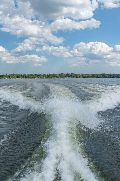 istock Water Wake of Sailing Ship on Lake Simcoe,(Texture, splashes and waves) 1161261480