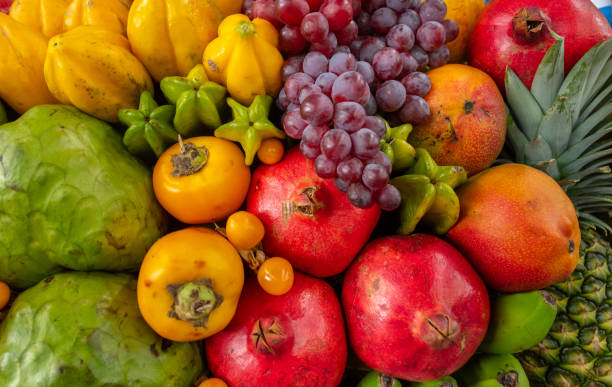 istock Colorful exotic fruits display background 1161262327
