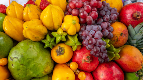 istock Colorful exotic fruits display background 1161262658