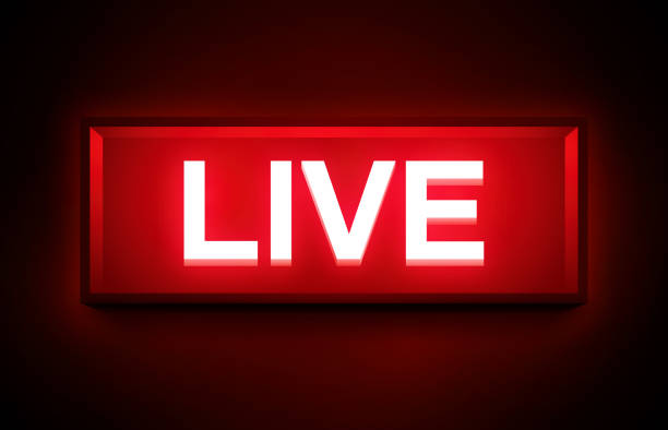 Live Show Live glowing sign concept. recording studio illustrations stock illustrations