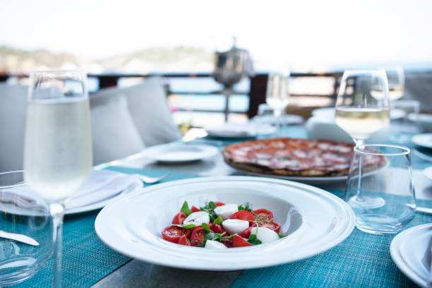 istock Romantic Dinner tables near the sea. 1161271813