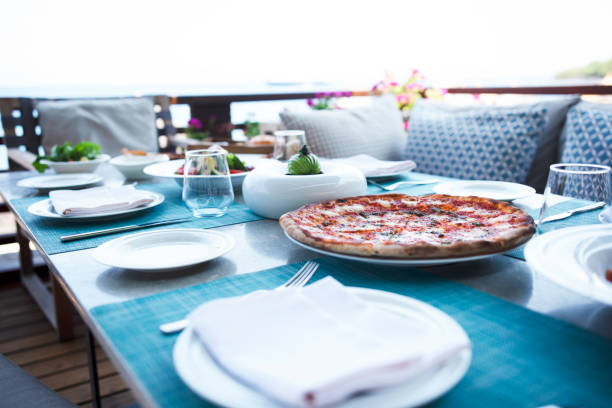 istock Romantic Dinner tables near the sea. 1161272477
