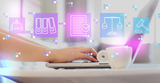 istock Compliance theme with woman using a laptop 1161275347