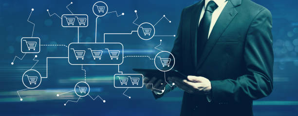 istock Online shopping theme with businessman 1161275355