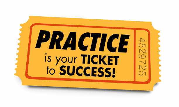 practice ticket to success prepared preparation 3d illustration - praticar imagens e fotografias de stock