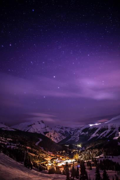istock Sunrise over snowcapped mountains and town in winter 1161283837