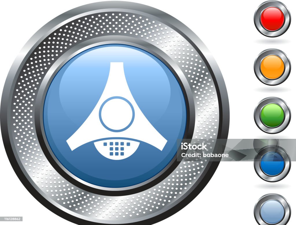 Telefone de Conferência arte vetorizada isenta de royalties no botão metálico - Vetor de Azul royalty-free