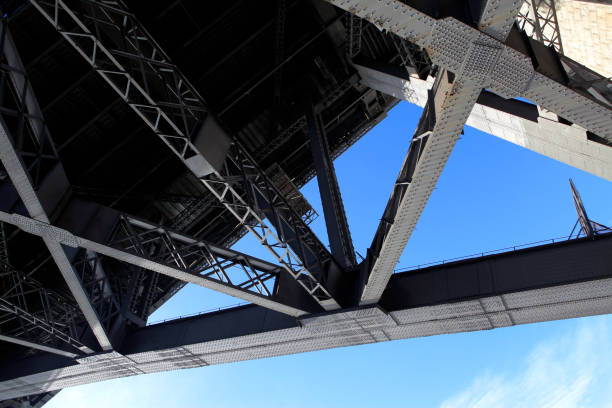 girder steel close-up bridge architecture siła nitów - girder sydney harbor bridge rivet metal zdjęcia i obrazy z banku zdjęć