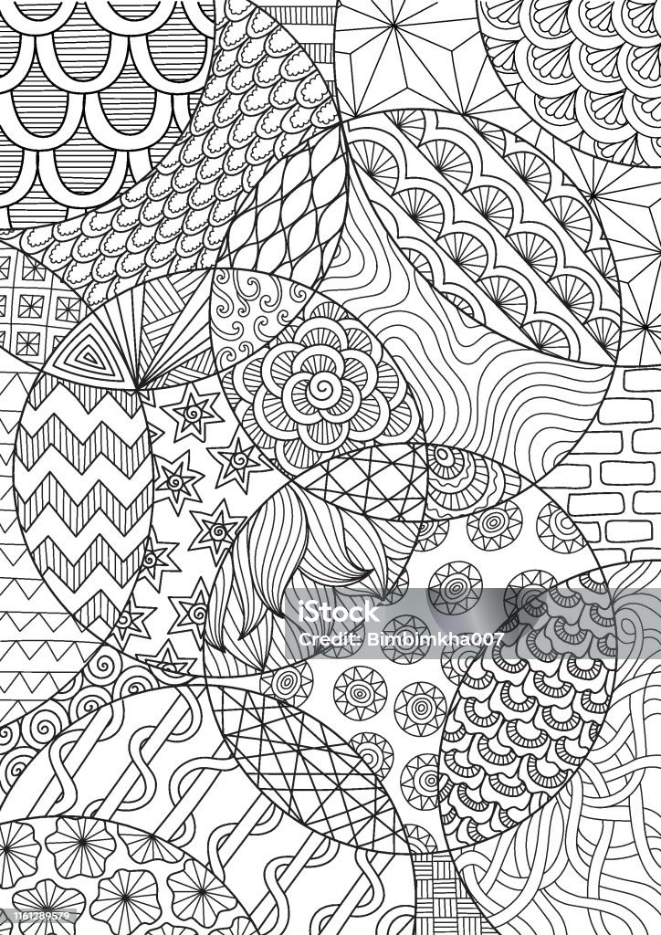 Circles Abstract line art drawing for background and adult coloring book or coloring page. Vector illustration Coloring Book Page - Illlustration Technique stock vector
