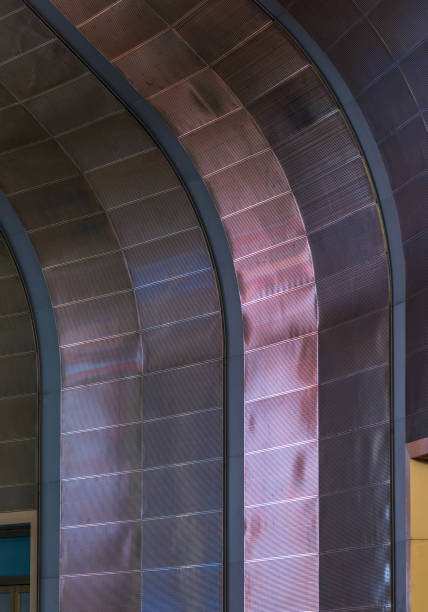istock Abstract view of a building with colorful LED light reflection 1161292747