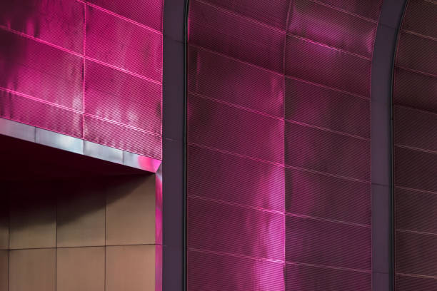istock Abstract view of a building with colorful LED light reflection 1161292750