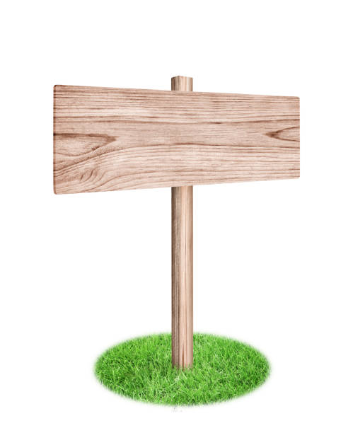 istock Wooden sign with green grass isolated on a white background 1161293796