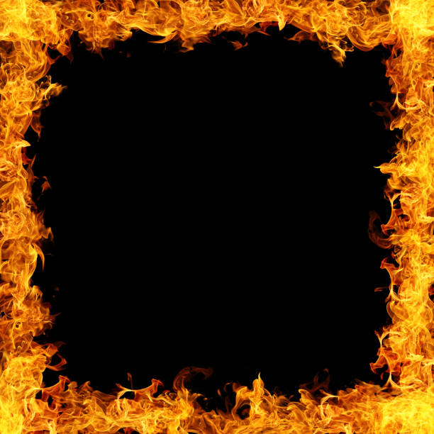 istock Fire flames collection isolated on black background 1161294668